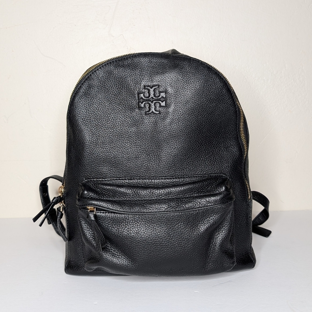 Tory Burch Black Pebbled Leather Backpack